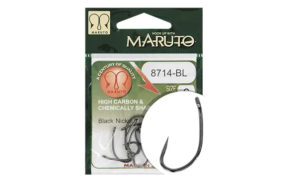 MARUTO HOROG 8714BL CARP HOOKS HC T.D.E.5° BARBLESS  BLACK NICKEL 4