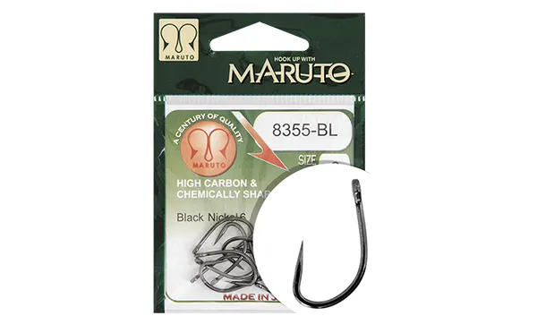MARUTO HOROG 8355BL CARP HOOKS FORGED STRAIGHT EYE BARBLESS HC BLACK NICKEL 2
