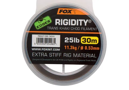 Fox EDGES Rigidity - Trans Khaki 25lb/0.53mm Monofil előke...
