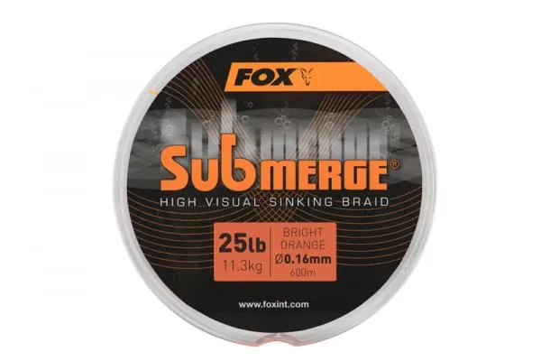 Submerge Bright Orange Sinking Braid 600m 25lb/0.16mm fono...