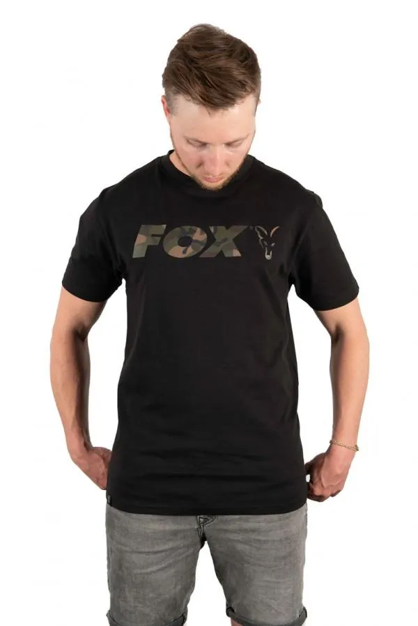 FOX S-es fekete környakú póló 