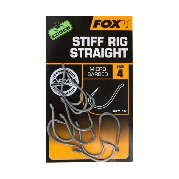 FOX EDGES Stiff Rig Straight - Size 4 horog