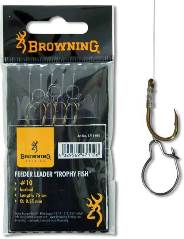 Browning #10 Feeder Trophy Fish Előkötött horog bronz 12lb...