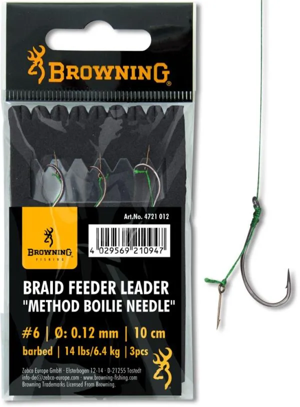 #6 Browning Braid Feeder Leader Method Boilie Needle bronz...