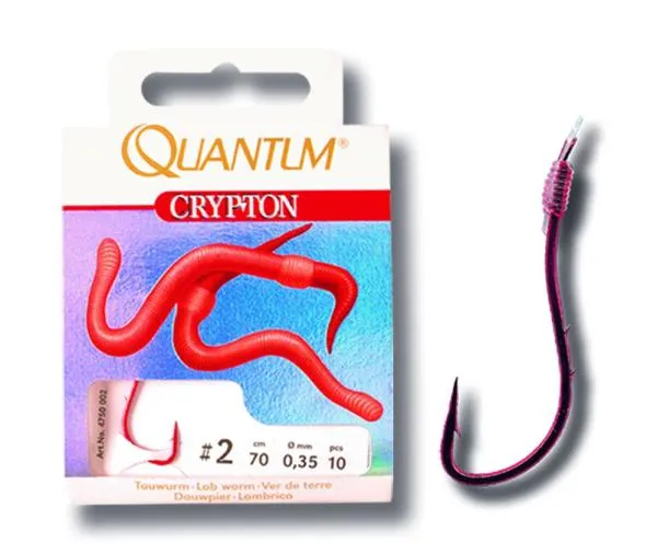 #2 Quantum Crypton Lob Worm Előkötött horog piros 0,35mm 7...