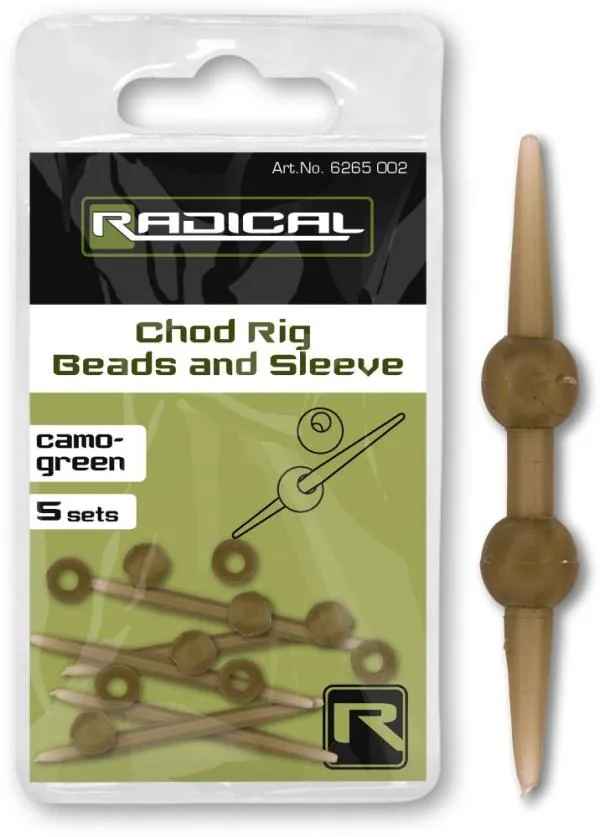Radical Chod Rig Beads and Sleeve camo-green 5 Set