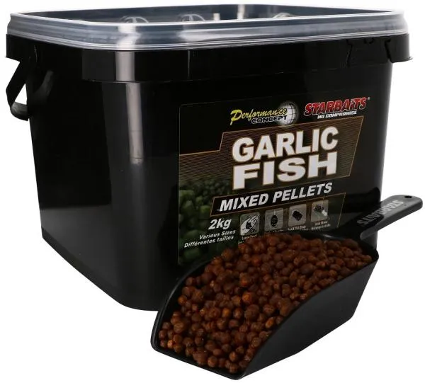 STARBAITS Garlic Fish pellet Mix 2kg, Etető Pellet 