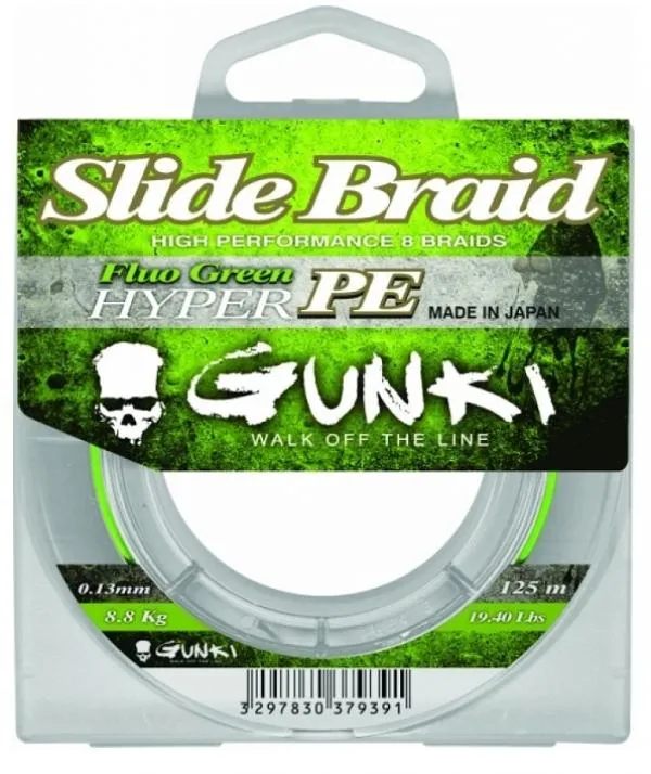Gunki Slide Braid 125M Fluo Green 0,13mm fonott zsinór