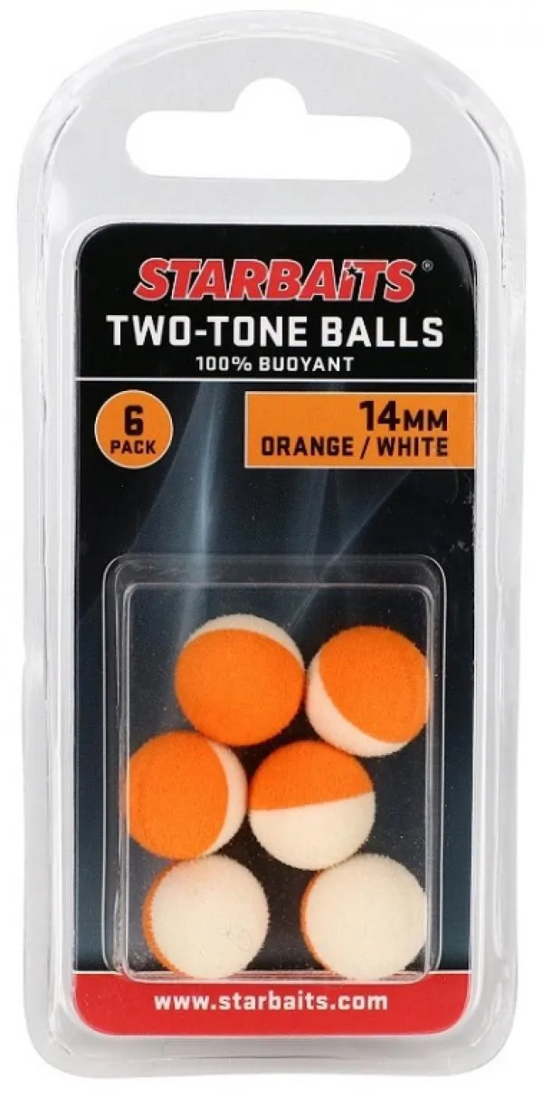 Starbaits Two Tones Balls 14mm narancs/fehér 6db lebegő go...