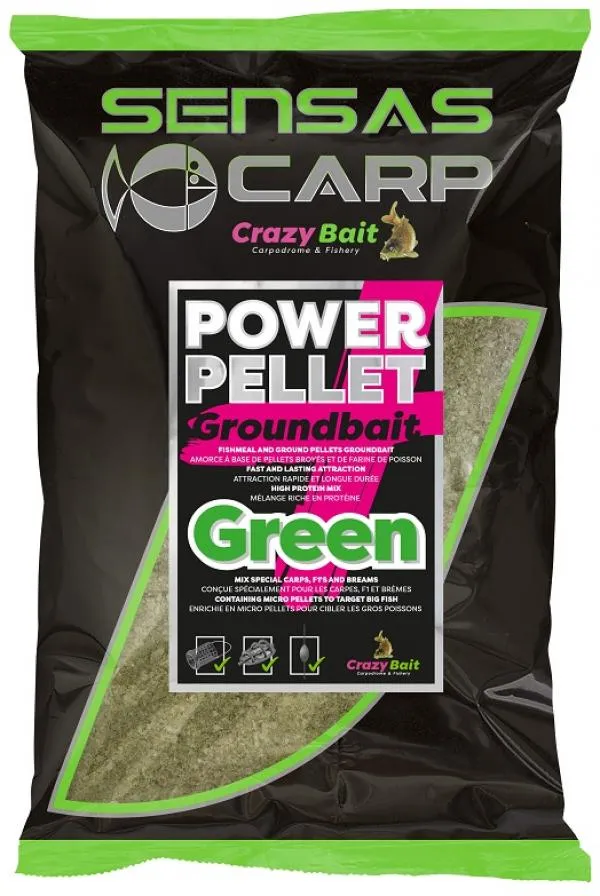 Sensas UK Big Bag Power Pellet Plus Green 2kg etetőanyag 