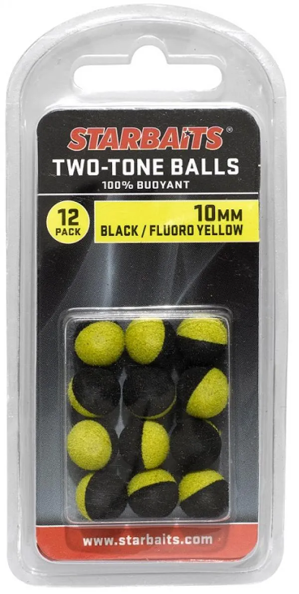 Starbaits Two Tones Balls 10mm fekete/sárga 12db lebegő go...