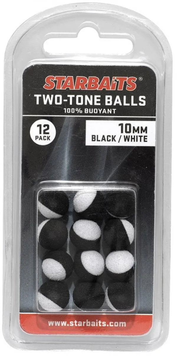 Starbaits Two Tones Balls 10mm fekete/fehér 12db lebegő go...
