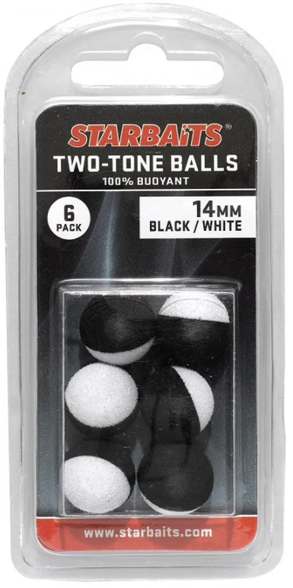 Starbaits Two Tones Balls 14mm fekete/fehér 6db lebegő gol...
