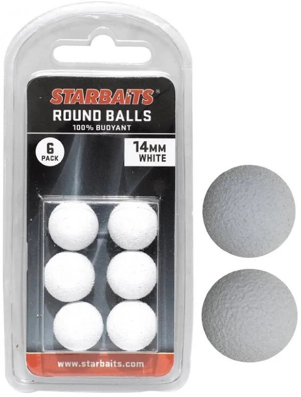 Starbaits Round Balls 14mm fehér 6db lebegő golyó