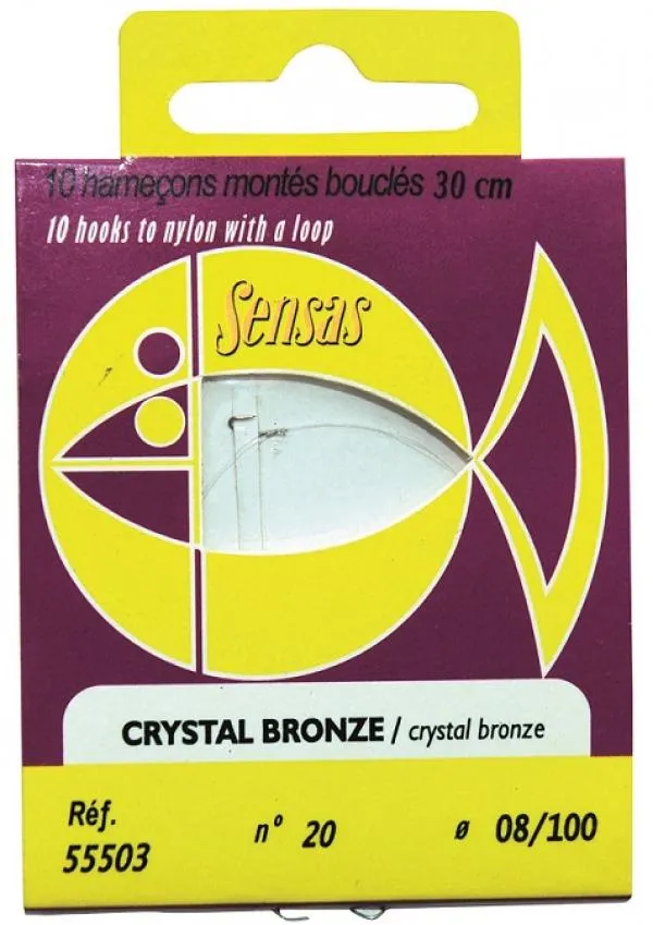 Előkötött horog Crystal Bronze 30cm 18/0,08 10db