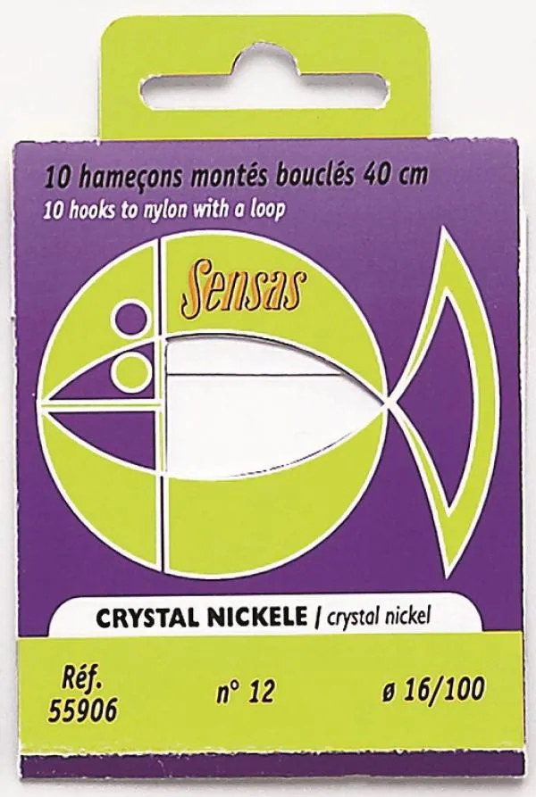 Előkötött horog Crystal Nickel 40cm 12/0,16 10db