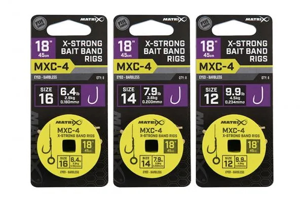 MXC-4 X-Strong Bait Band Rigs 45cm/18ins Size 16 / 0.18mm