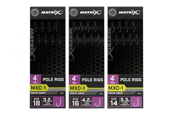 Matrix MXC-1 4” Pole Rigs MXC-1 Size 18 Barbless / 0.125mm...