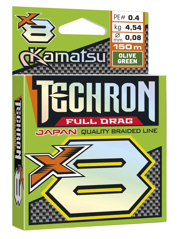 KAMATSU Techron Full Drag X8 Olive Green 0.08/150m PE 0.4
