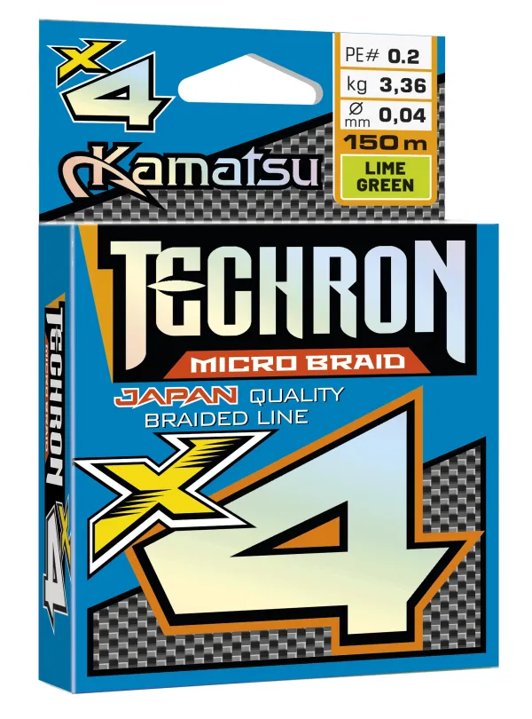 KAMATSU Techron Micro Braid X4 Lime Green 0.03/150m PE 0.1