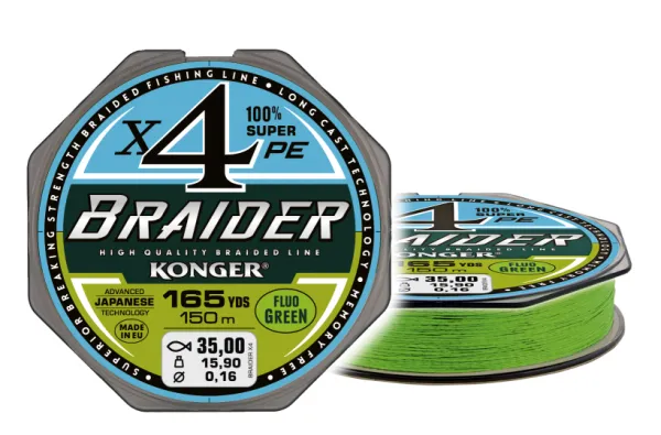 KONGER Braider X4 Fluo Green 0.04/150m