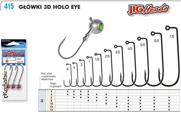 KAMATSU 3D Holo Red Eye Jig Head 7/0 6g