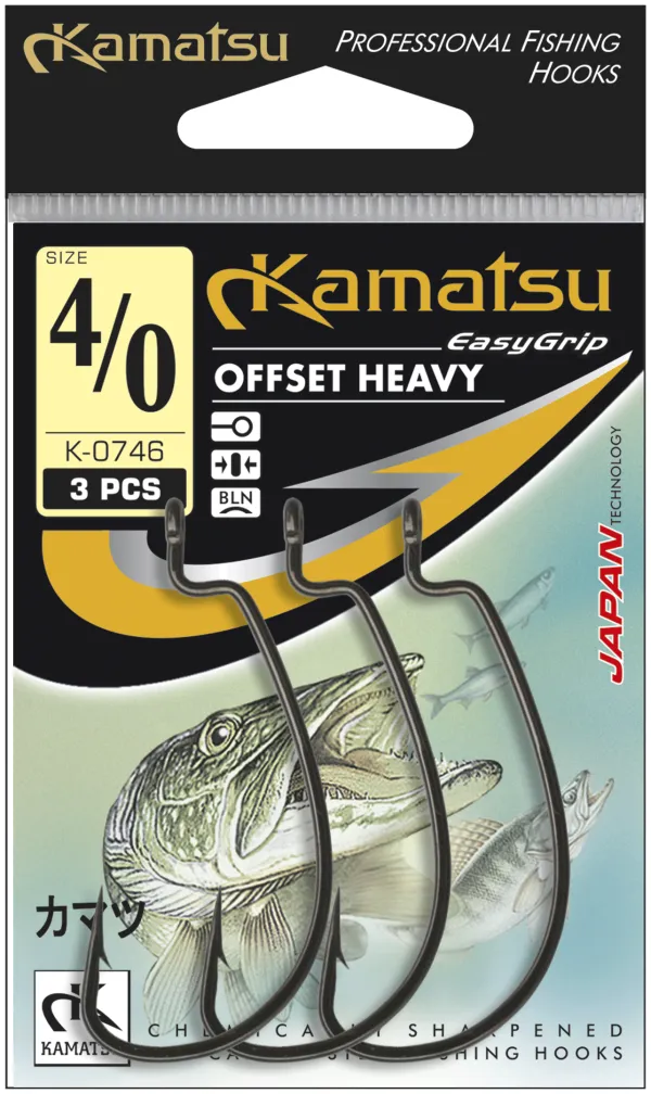 KAMATSU Kamatsu Offset Heavy 2/0 Black Nickel Ringed