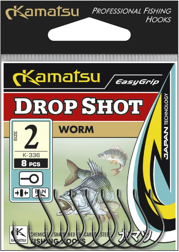 KAMATSU Kamatsu Worm Drop Shot 1/0 Black Nickel Ringed