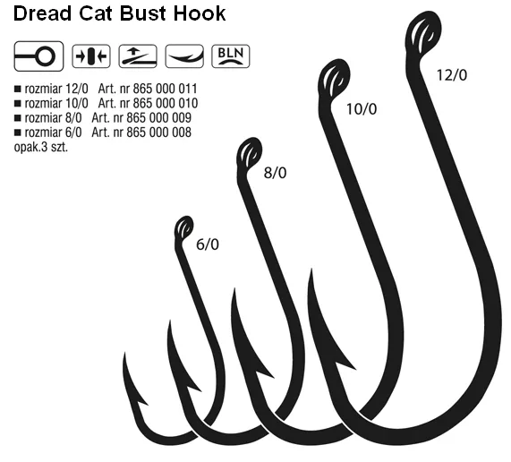 KONGER Dread Cat Bust Hook 6/0 Black Nickel Ringed