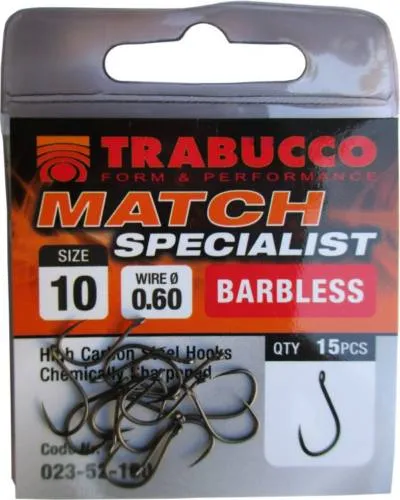Trabucco Match Specialist szakáll nélküli horog 10, 15 db/...