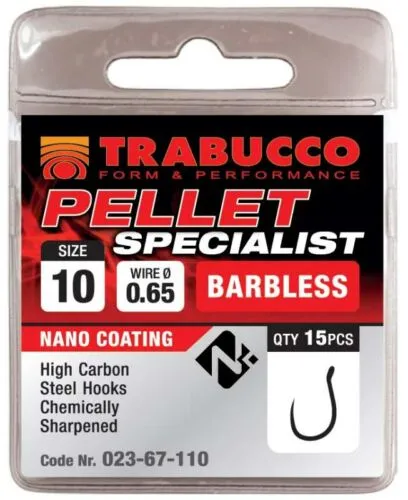 Trabucco Pellet Specialist Barbless 10 15db, szakáll nélkü...