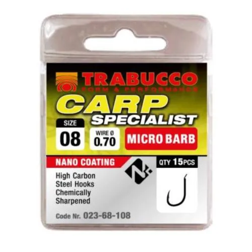 Trabucco Carp Specialist mikro szakállas horog 14 15 db