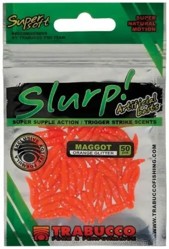 Trabucco Slurp Bait Maggot Orange Glitter 50 db sárga gumi...