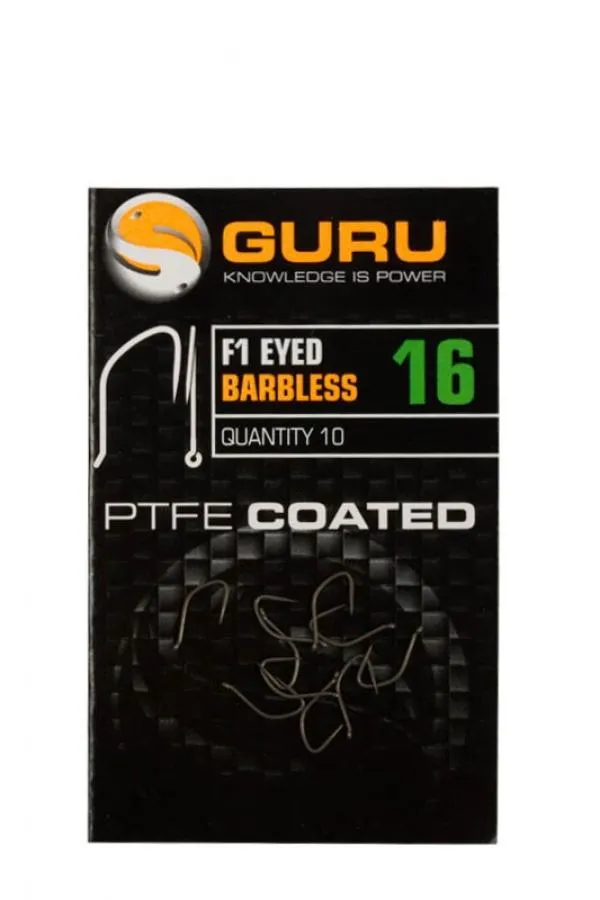 GURU F1 Eyed Hook Size 16 (Barbless/Eyed)