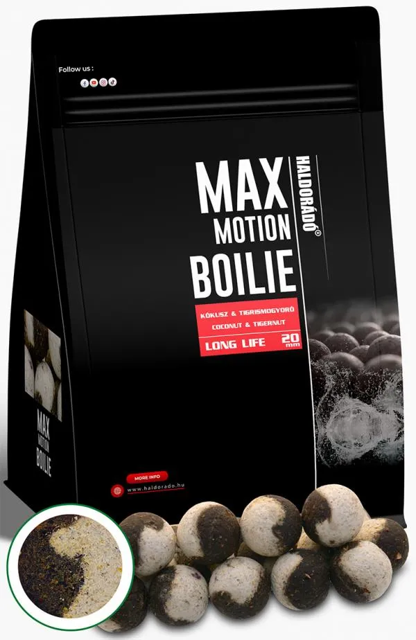 HALDORÁDÓ MAX MOTION Boilie Long Life 20 mm - Kókusz & Tig...