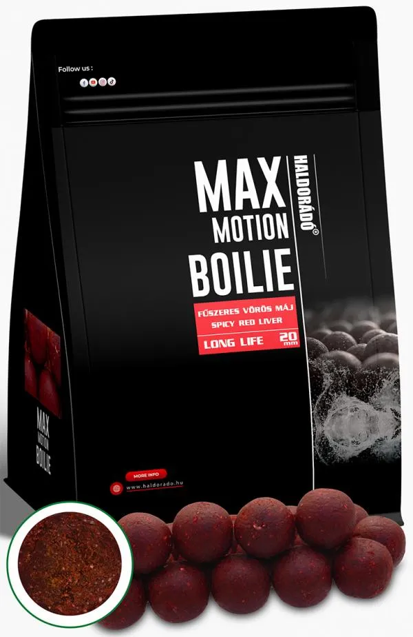 HALDORÁDÓ MAX MOTION Boilie Long Life 20 mm - Fűszeres Vör...