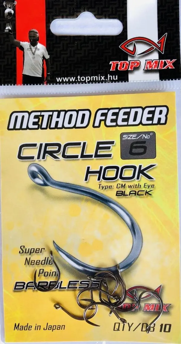 Top Mix Method feeder Circle Barbless hook #6