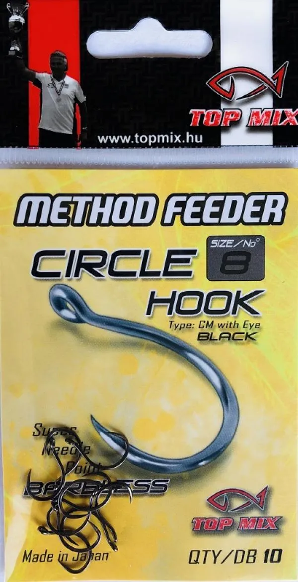 Top Mix Method feeder Circle Barbless hook #8