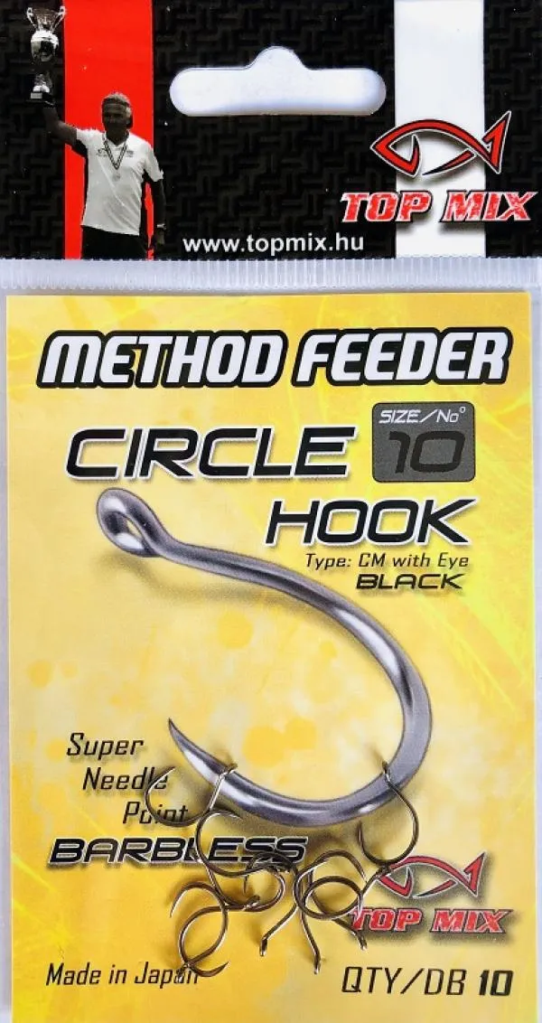 Top Mix Method feeder Circle Barbless hook #10