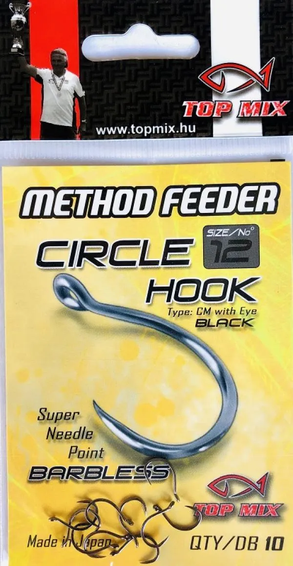 Top Mix Method feeder Circle Barbless hook #12