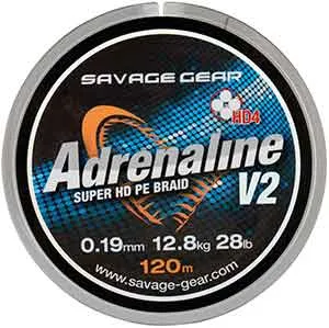 Savage Gear HD4 Adrenaline V2 120m 0.08mm 10lbs 4.5kg Grey...